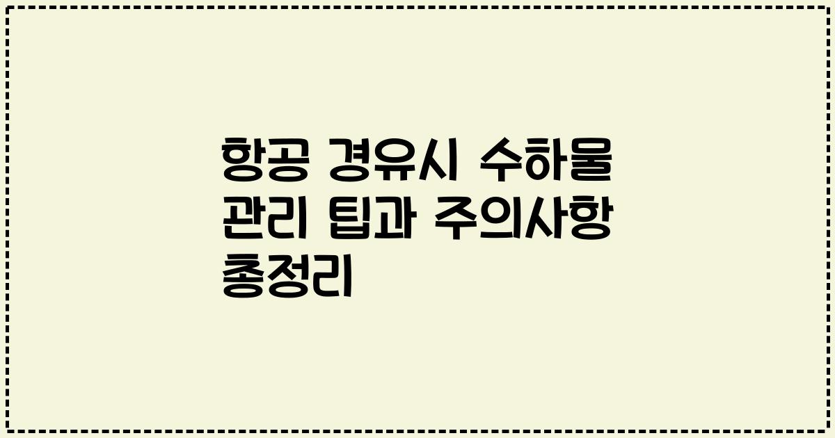 항공 경유시 수하물 관리 팁과 주의사항 총정리