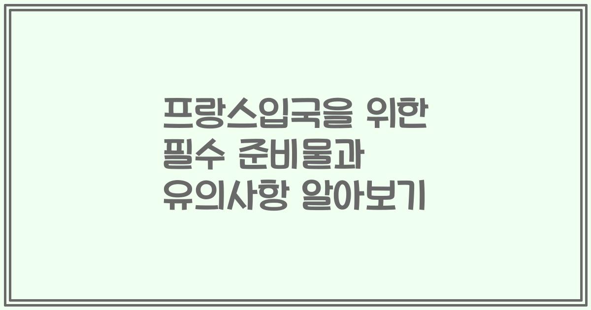 프랑스입국을 위한 필수 준비물과 유의사항 알아보기