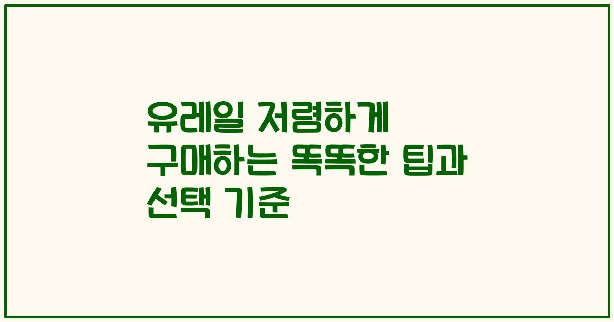 유레일 저렴하게 구매하는 똑똑한 팁과 선택 기준