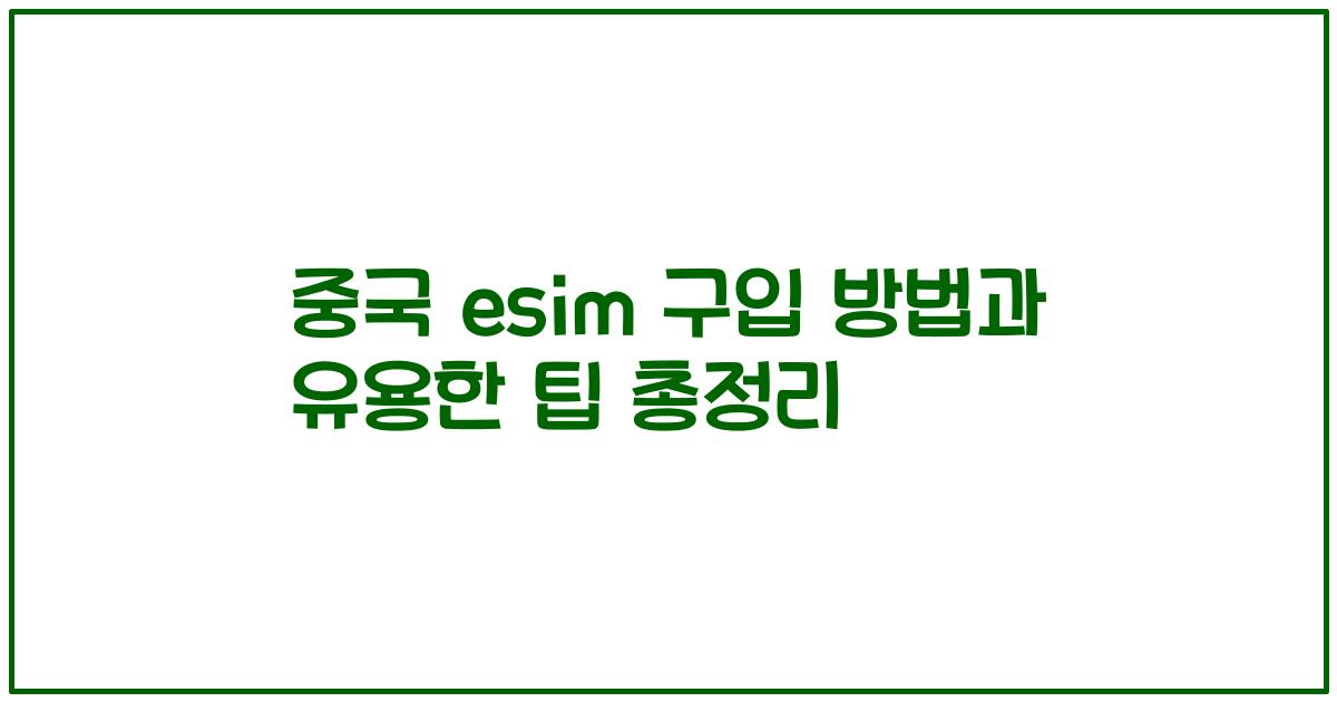 중국 esim 구입 방법과 유용한 팁 총정리