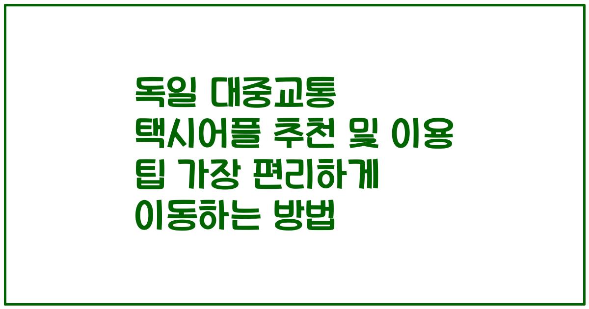 독일 대중교통 택시어플 추천 및 이용 팁 가장 편리하게 이동하는 방법