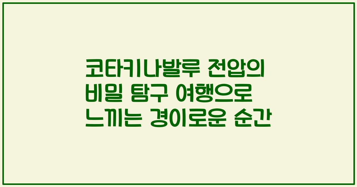 코타키나발루 전압의 비밀 탐구 여행으로 느끼는 경이로운 순간
