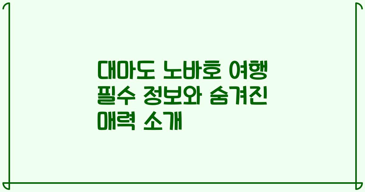 대마도 노바호 여행 필수 정보와 숨겨진 매력 소개